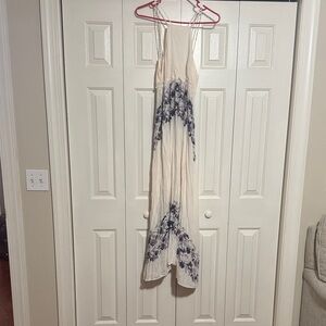 Free People Cream Maxi Dress with Blue Floral Accents